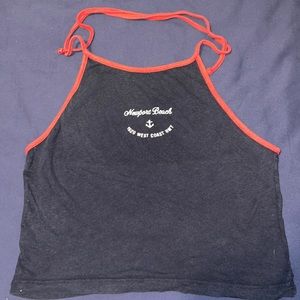 Brandy Melville Halter cropped Newport Beach navy blue tank